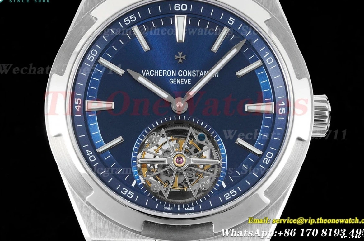RU 6000V Overseas BBR ref Stk Tourbillon SS Blue 0110
